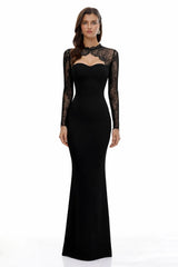 Bokamoso Black Lace Panel Maxi Gown