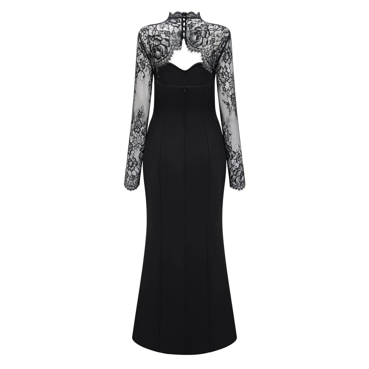 Bokamoso Black Lace Panel Maxi Gown