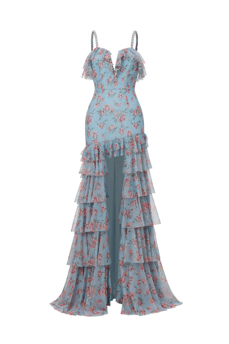 Bonnie Blue Floral Ruffle Maxi Dress