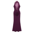 Borbála Magenta Lace Bodice Ruched Maxi Dress
