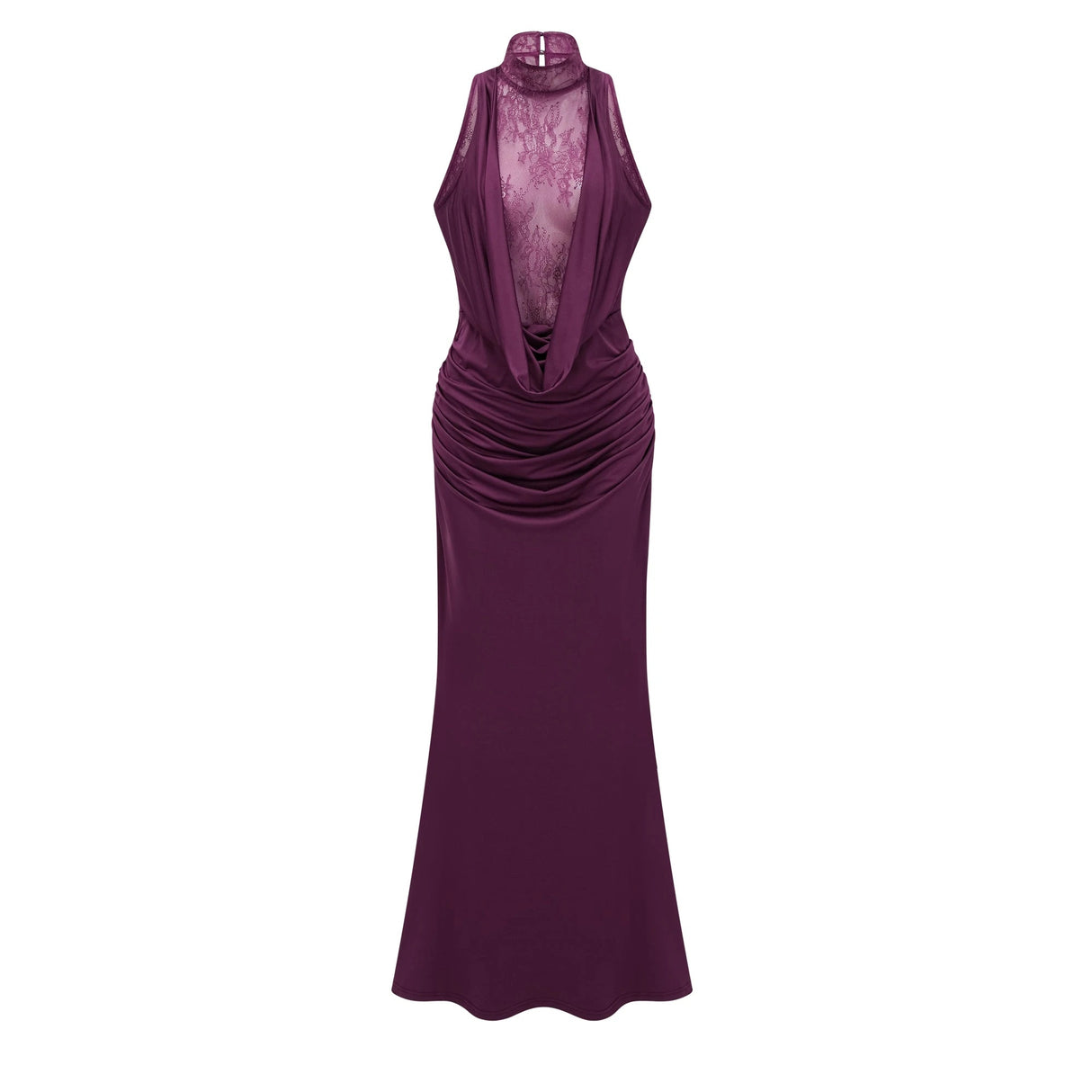 Borbála Magenta Lace Bodice Ruched Maxi Dress