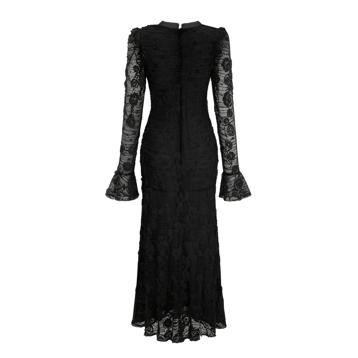 Branwen Black 3DFloral Embroidered Lace Maxi Dress