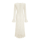 Branwen Neutral 3DFloral Embroidered Lace Maxi Dress