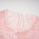 Branwen Pink 3DFloral Embroidered Lace Maxi Dress