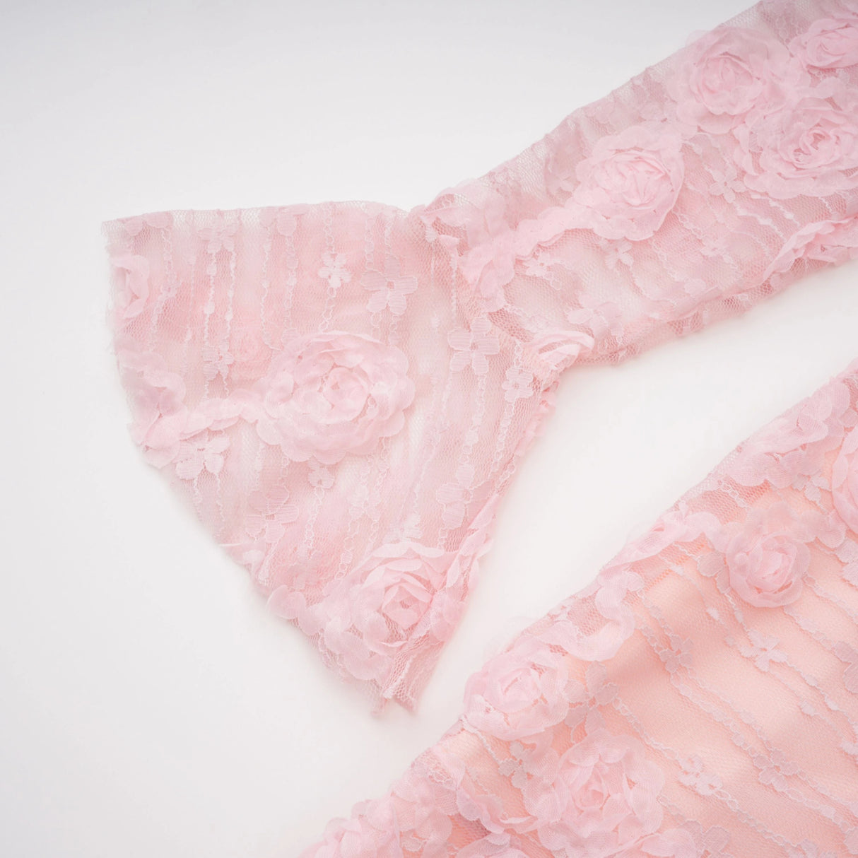 Branwen Pink 3DFloral Embroidered Lace Maxi Dress