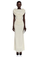 Breeze Cream Maxi Dress with Cape Sleeves
