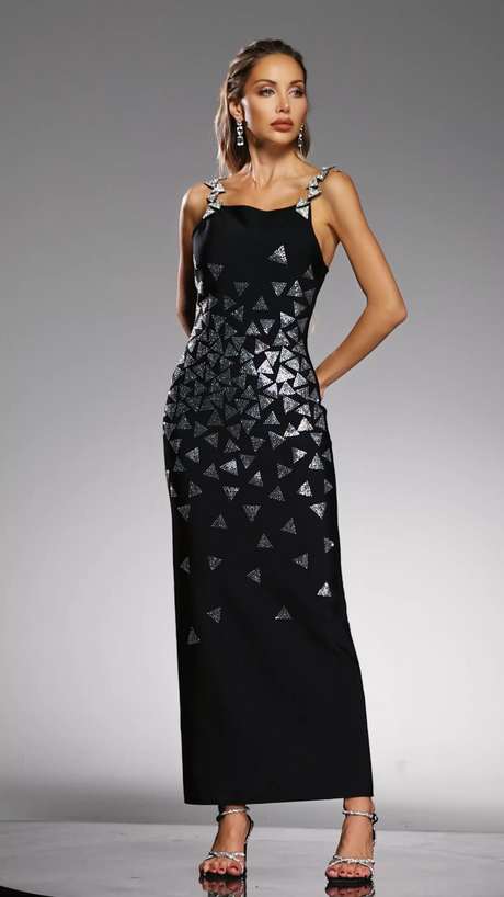 Brenna Black Diamond Triangle Pattern Dress
