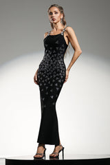 Brenna Black Triangle Diamond Pattern Dress
