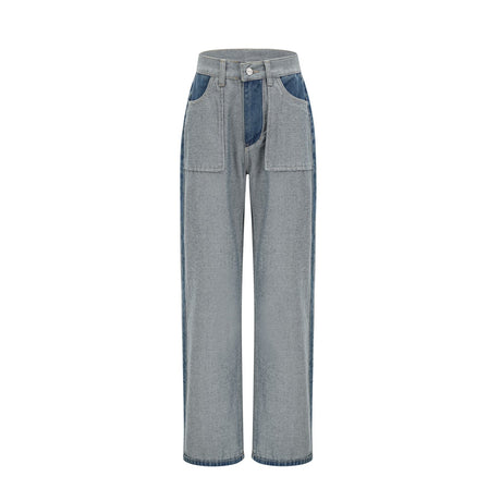 Brenna Jeans - Denim - Panelled Design - Wide Leg Cut - Four Welt Pockets