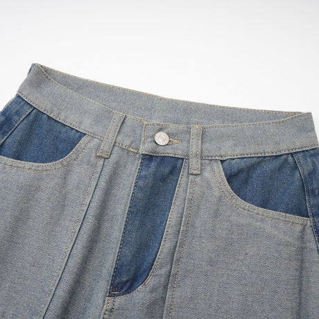 Brenna Jeans - Denim - Panelled Design - Wide Leg Cut - Four Welt Pockets