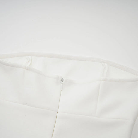Brenna Maxi Dress White Tulle Paneling & Godet Design