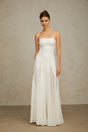 Brenna Maxi Dress White Tulle Paneling & Godet Design