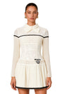Bridget White Pleated Mini Dress with BowTie
