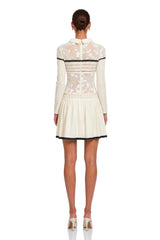 Bridget White Pleated Mini Dress with BowTie