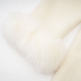 Brielle Coat - Long Sleeves - Faux - Fur Crystal & Pearl Embellishments - Front Button Fastening