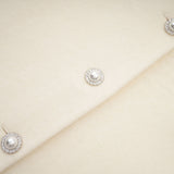 Brielle Coat - Long Sleeves - Faux - Fur Crystal & Pearl Embellishments - Front Button Fastening