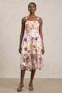 Brielle Pink Floral Embroidered Halter Midi Dress