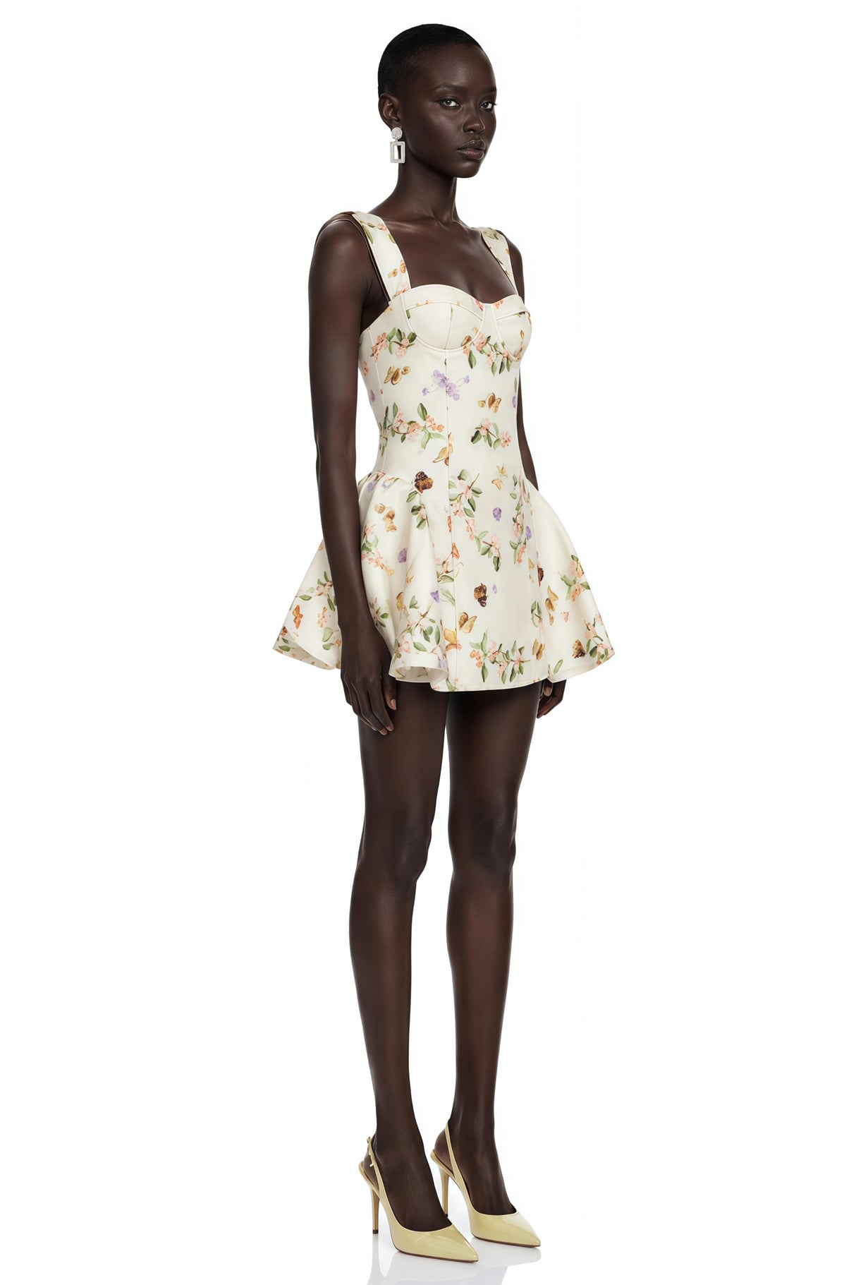 Brielle White Floral Print Corset Mini Dress
