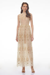 Brigida Neutral Sleeveless Sequin Maxi Dress