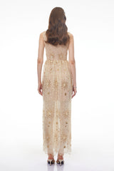 Brigida Neutral Sleeveless Sequin Maxi Dress