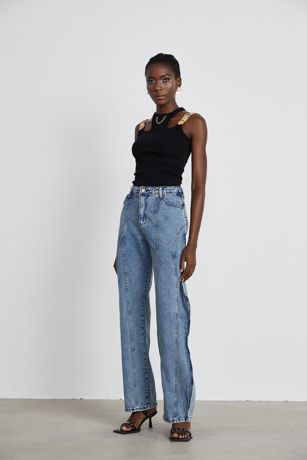 Brigitte asymmetric wideleg jeans