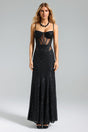 Brinley Black Sequin Mesh Maxi Dress
