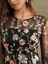 Bristol Midi Dress - Elegant Style - Floral Print - Long Sleeve - Fitted - Beach Occasion