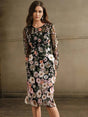 Bristol Midi Dress - Elegant Style - Floral Print - Long Sleeve - Fitted - Beach Occasion