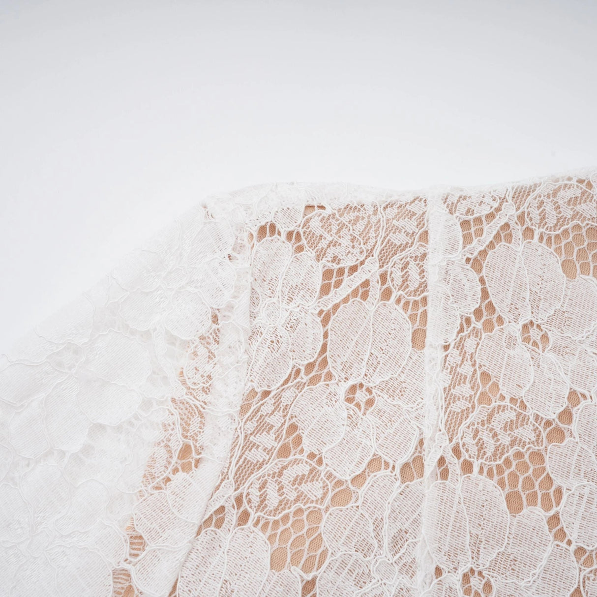 Bronte White Pleated Floral Lace Midi Dress