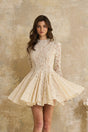 Bronte White Pleated Floral Lace Mini Dress