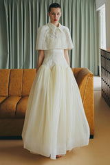 Brooke White Lace Panel Cape  Dress Set