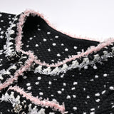Brooklynn Jacket & Skirt - Long Sleeve - Snowflake Dots Design - Front Button Fastening - Knitted Construction