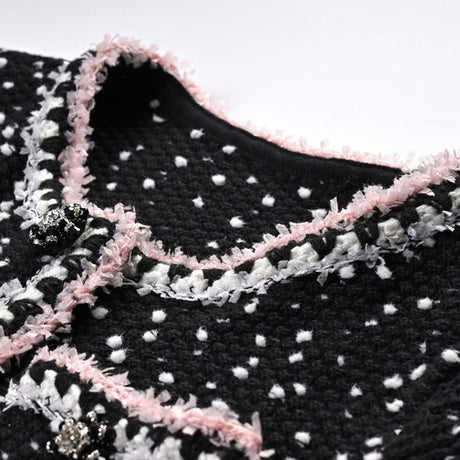Brooklynn Jacket & Skirt - Long Sleeve - Snowflake Dots Design - Front Button Fastening - Knitted Construction