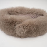 Brown wool cape coat with fur trim and belt