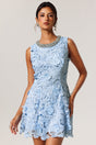 Bruna Blue Lace Dress with Shimmering Embellishments Lightweight Floral Patterns Flattering Silhouette