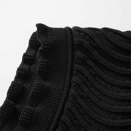 Bruna Dress - Bodycon Silhouette - Textured Wave Pattern - Ruffled Collar and Sleeves - Tailored Fit - Suitable for Dressy Occasions