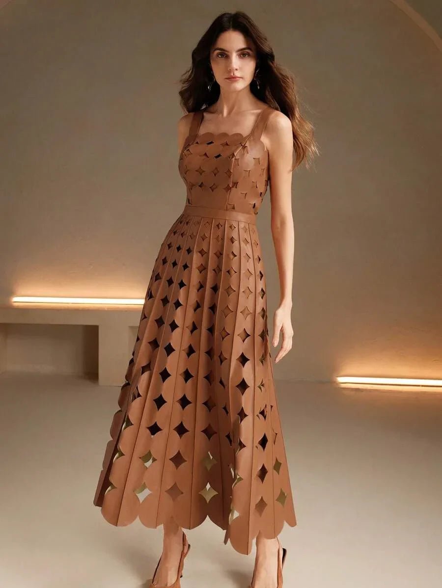 Brunella Maxi Dress - Neckline Straps - Evening Wear - Flared Hem - High Waist - Elegant Style