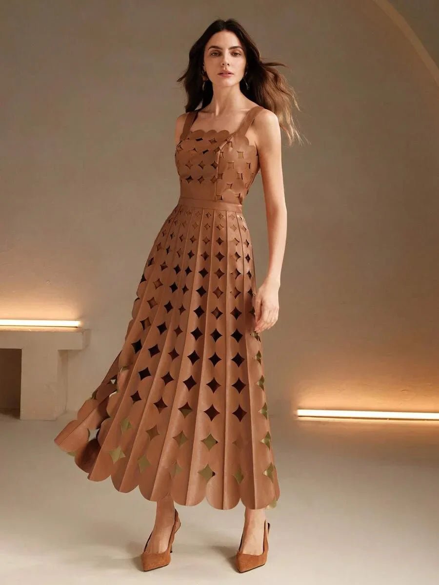 Brunella Maxi Dress - Neckline Straps - Evening Wear - Flared Hem - High Waist - Elegant Style