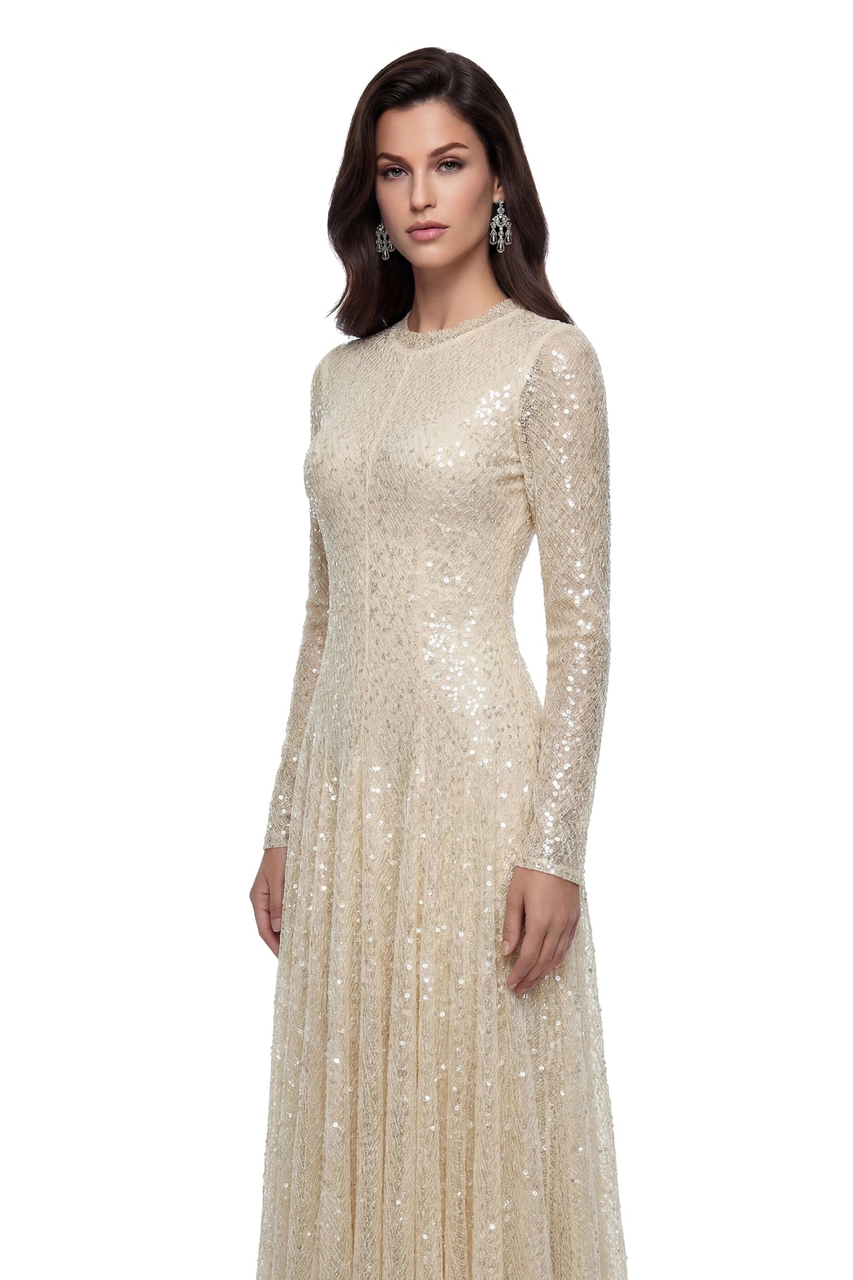 Brynhildr White Embellished Tulle Maxi Dress