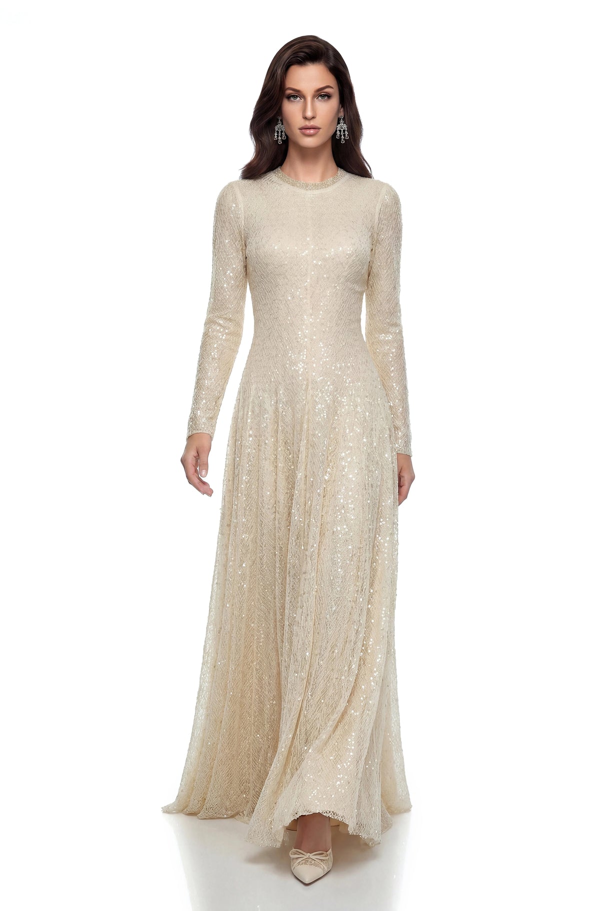 Brynhildr White Embellished Tulle Maxi Dress