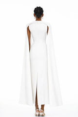 Brynja White Cape Design Maxi Gown