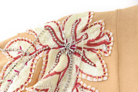 Brynn V - Neck Cardigan with Floral Embroidery and Beaded Accents