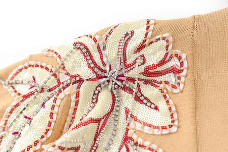 Brynn V - Neck Cardigan with Floral Embroidery and Beaded Accents