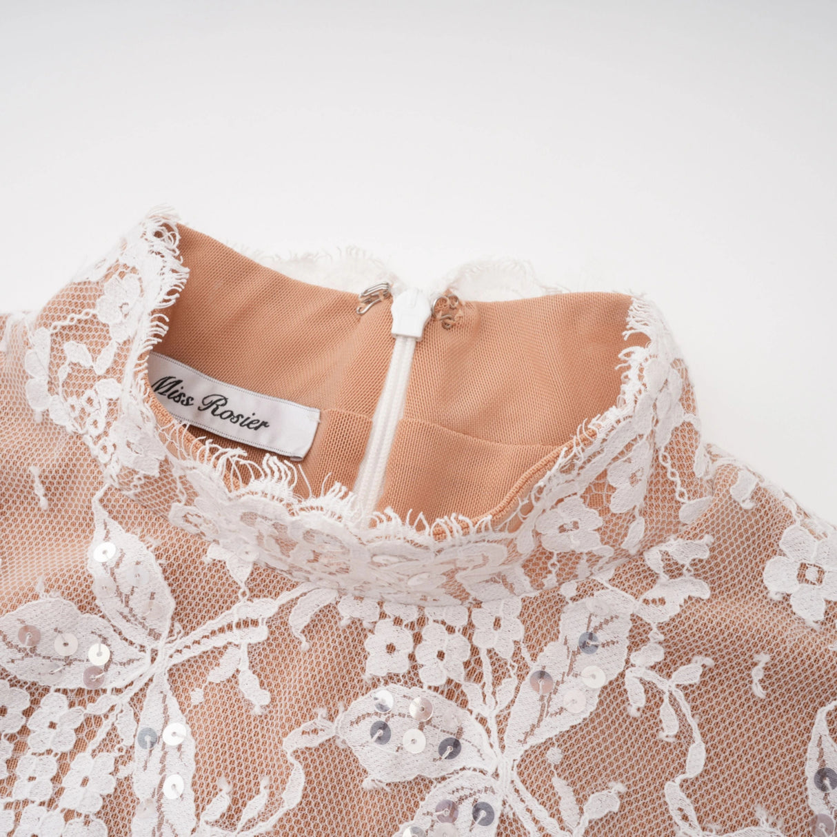 Bulelwa White SemiSheer Floral Lace Mini Dress
