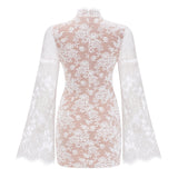 Bulelwa White SemiSheer Floral Lace Mini Dress