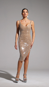 Giulietta Midi Dress - Sleeveless - Diamond Pattern - V-Neckline - Comfortable Fit - Statement Piece