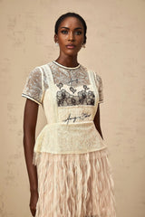 Caitlin Midi Dress Floral Embroidered Calf - Length White