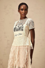 Caitlin Midi Dress Floral Embroidered Calf - Length White
