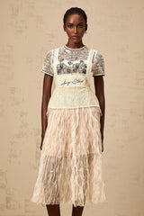 Caitlin Midi Dress Floral Embroidered Calf - Length White