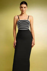 Caitlyn Black Striped Silhouette Dress for Women